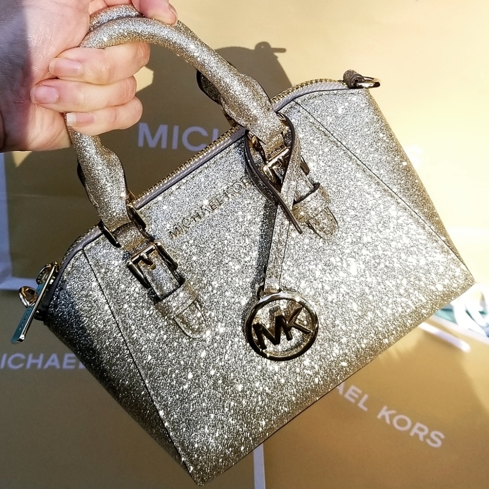 🔥LAST ONE🔥NWT MK GLITTER LEATHER CROSSBODY - Picture 3 of 6
